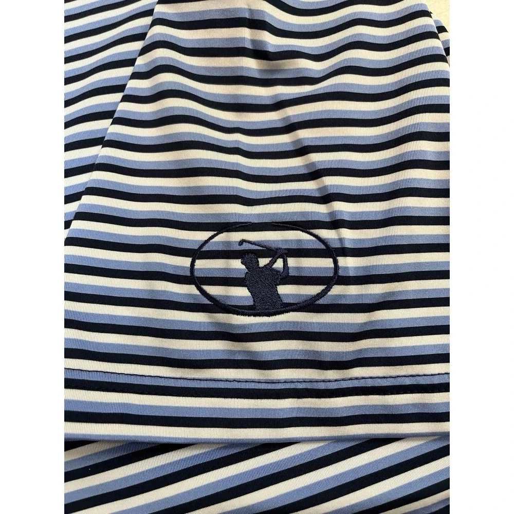 RLX Ralph Lauren Golf Polo Men's Large Performance Wicking Blue‎ Black Striped